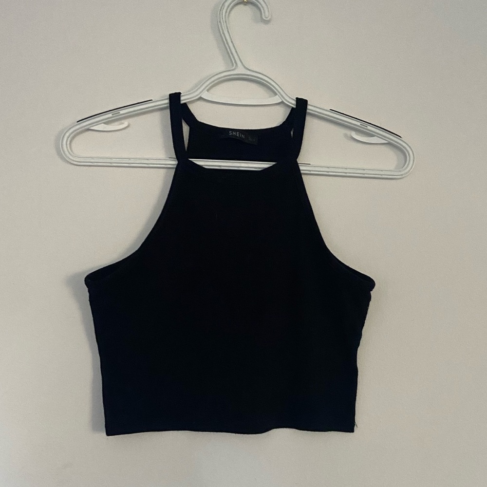 Black High-Neck Crop